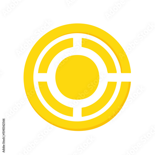 Golden Concentric Circles with Intersections: Abstract Design Element on Black