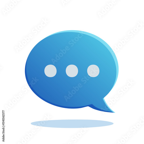 Blue Speech Bubble with Ellipsis Points for Messaging Notifications and Web Design