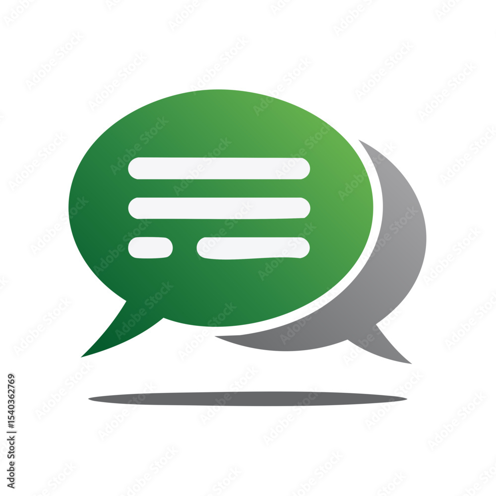 Digital speech bubbles icon green grey tones represent communication and messaging technologies