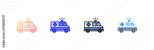 Ambulance icon set multiple style collection