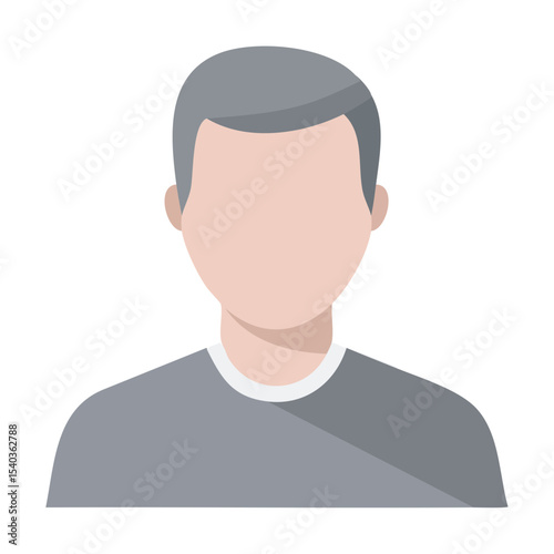 Person avatar with gray hair and grey shirt in vector illustration format perfect for profile placeholders or generic employee representation