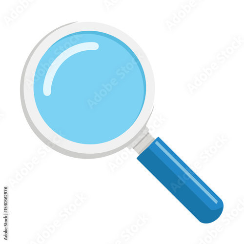 Blue Magnifying Glass Tool for Search Investigation Discovery Clarity and Optical Enlarge Reading Equipment Detail Illustration on Dark Backdrop