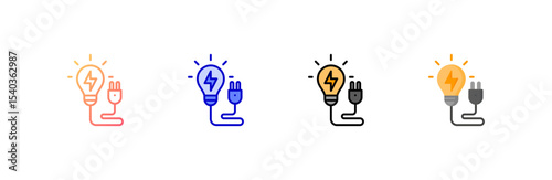 Electricity icon set multiple style collection