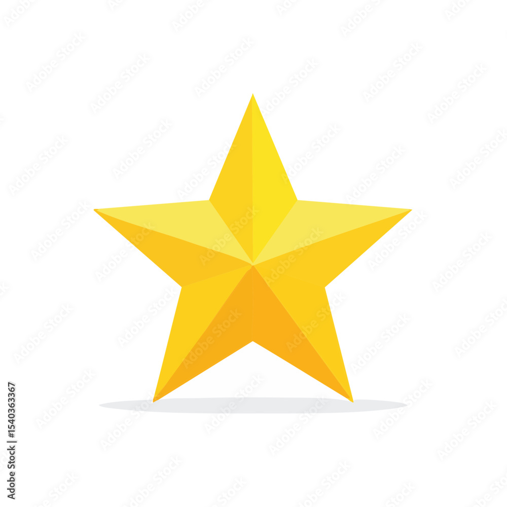 Fototapeta premium Stylized Five Pointed Star Illustration in Gradient Yellow Tones on Black Background with Subtle Shadow Simple Graphic Element