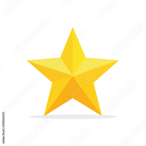 Stylized Five Pointed Star Illustration in Gradient Yellow Tones on Black Background with Subtle Shadow Simple Graphic Element