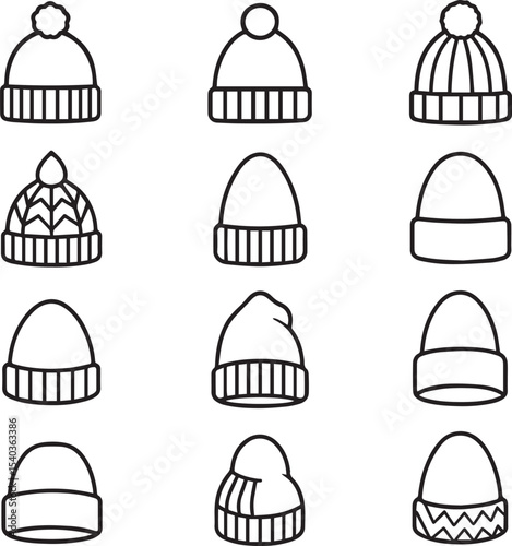 vector set of winter hats