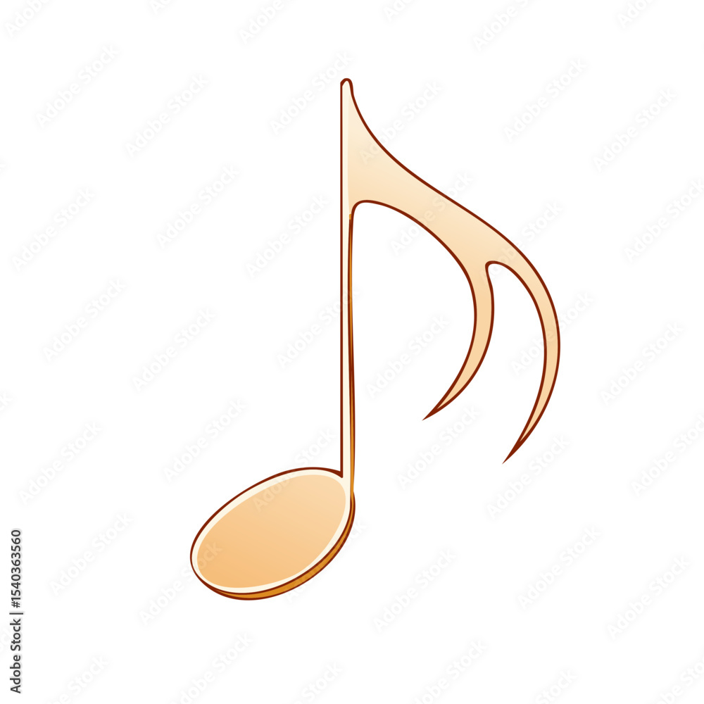 Obraz premium Illustration of a Musical Note in Tan and Brown Floating on a Black Background