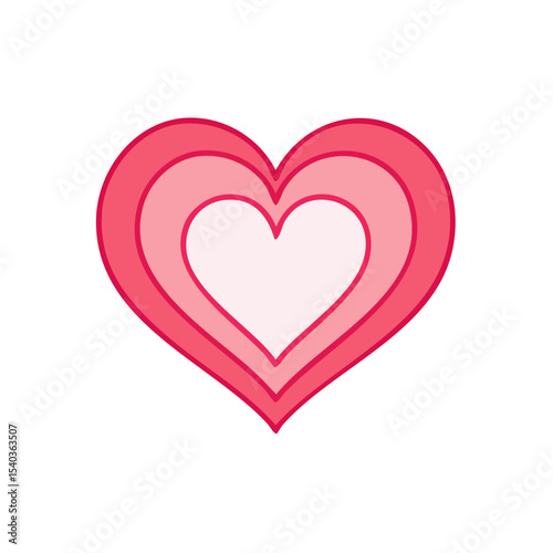 Red and pink layered heart symbol on black background Love and romance illustration for Valentine's Day and relationship themes