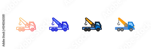 Tow Truck icon set multiple style collection