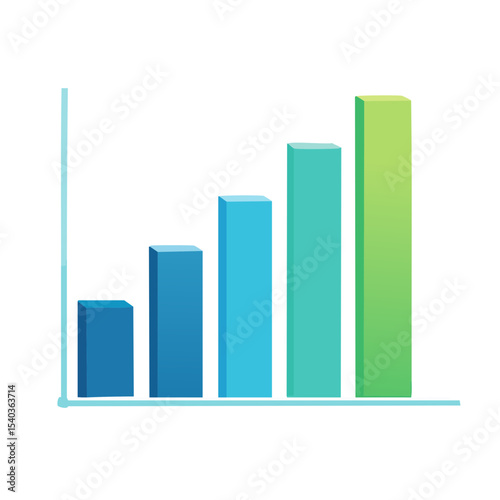 3D Bar Graph with Rising Columns Representing Growth or Success on a Black Background