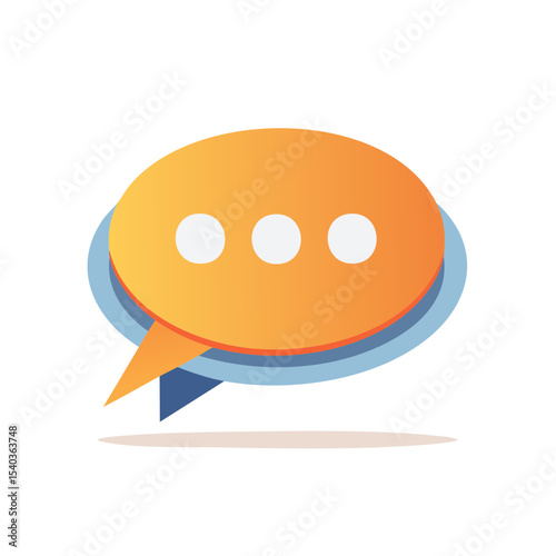 Vibrant speech bubble graphic for communication platforms with three white dots to signify typing process. Gradient color and modern style.