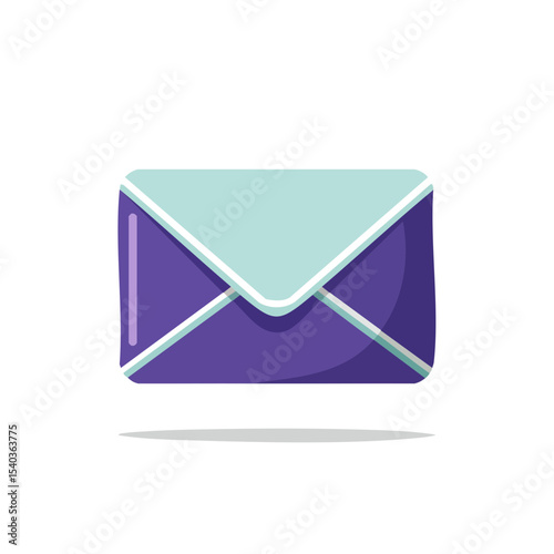 Stylized Purple Envelope with Teal Top and Shadow Illustration for Message Delivery