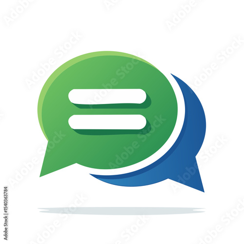 Chat bubble with equal sign communication concept, discussion and agreement