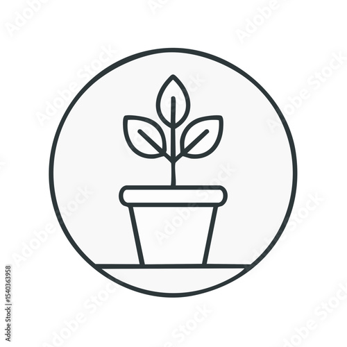 Minimalist Potted Plant Illustration Seedling Growth Concept in Simple Outline Style Icon of New Life