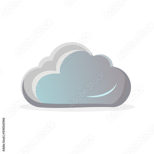Cartoon cloud illustration with soft gray gradient and smooth shapes isolated against a black background