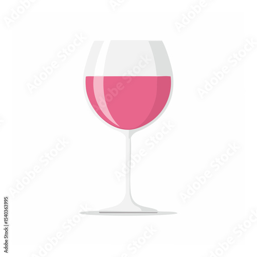 Elegant Wine Glass Filled with Rosé Wine Illustration