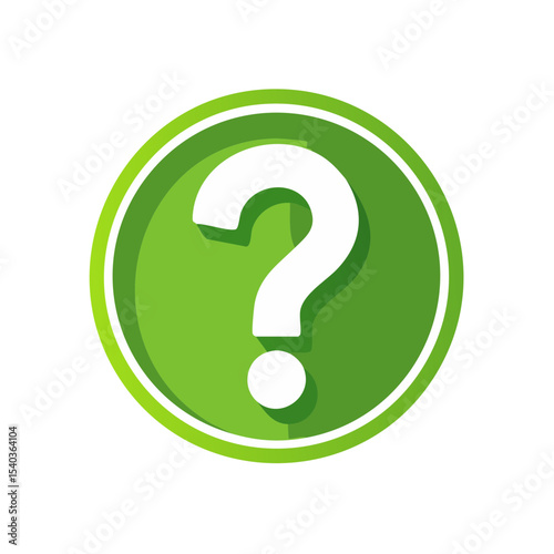 Question mark in green circle design symbol sign for doubt learning and quiz icon or asking isolated on black background