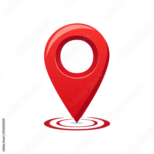 Red Navigation Pointer, Map Pin on Black Background for Location Services