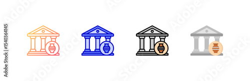 Museum icon set multiple style collection