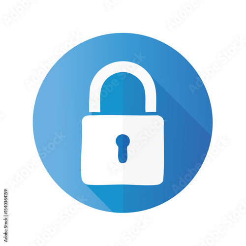 Lock Icon on Blue Circle Background Representing Safety and Security