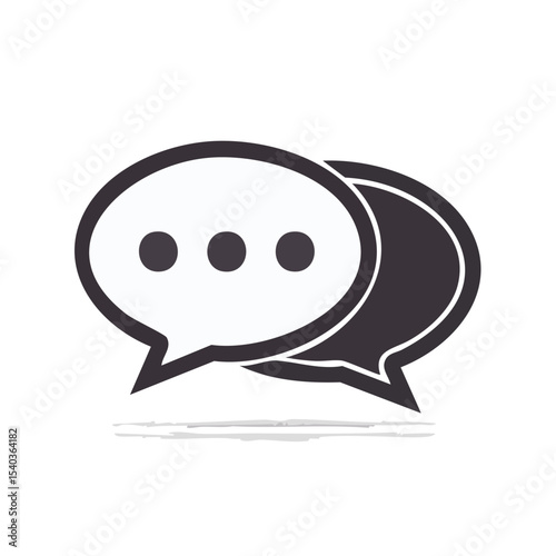 Two Speech Bubbles Overlapping Communication Design Icon for Chat Social Media and Discussion Black Background Conversation Concept