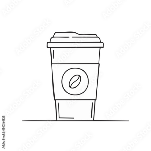 Disposable Coffee Cup Minimalist Outline Illustration Hot Beverage Icon Design Single Object Take Away Drink