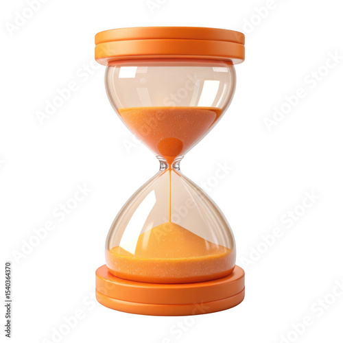 3d realistic orange hourglass isolated on transparent background