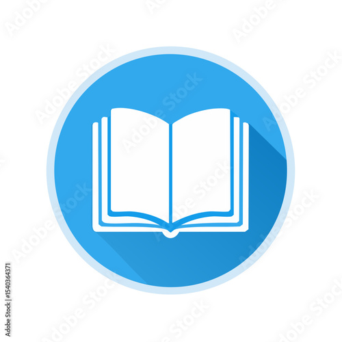 Open book icon graphic in a light blue circular badge for learning and education resources