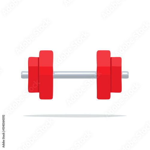 Red dumbbell for fitness and bodybuilding on black background weights training equipment exercising strength icon gym body illustration