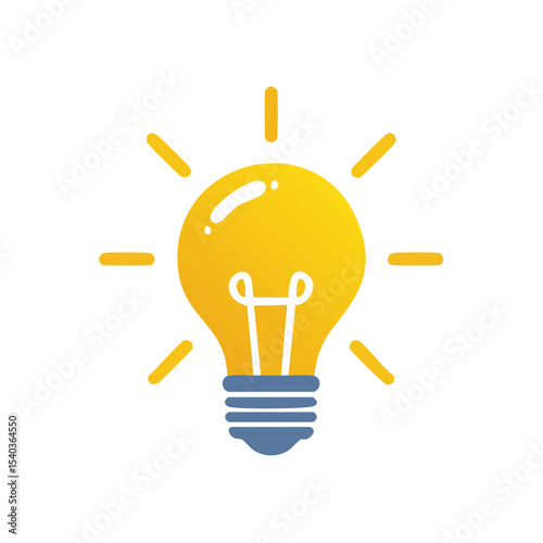 Bright yellow lightbulb illuminating on a black background, symbol of innovation and creative thinking.