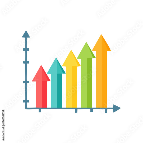Upward Trend Chart Showing Growth with Colorful Arrow Bars Against Black Backdrop