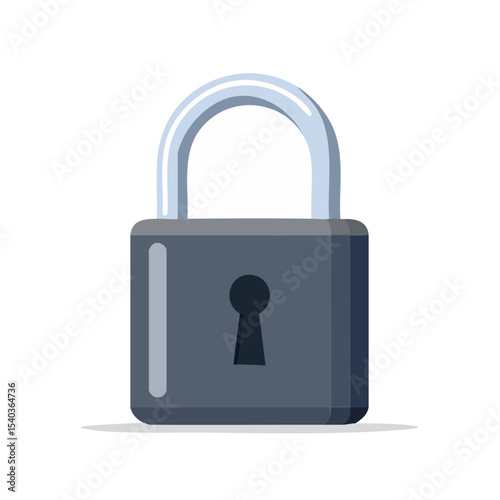 Metallic Padlock Illustration of Security and Privacy Locked for Data Protection with Keyhole Access Point Icon