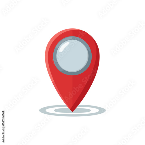 Red map pointer icon illustration marking a location for navigation or travel destination and precise geolocation with black background