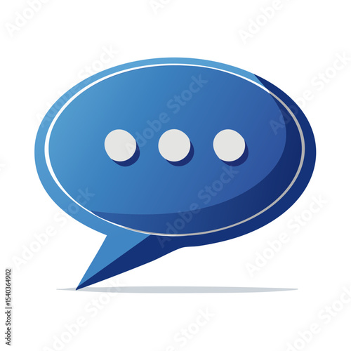 Blue Speech Bubble with Ellipsis Pointing Down Communication in Dialog Waiting Messages