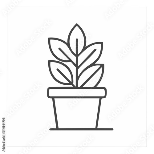 Simple Plant in Pot Outline Icon for Minimalist Design Projects and Decoration