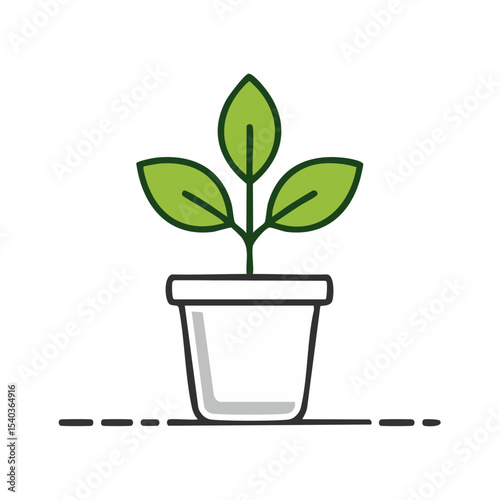 Plant sprout in white pot icon seedling growth graphic illustration vector on black background