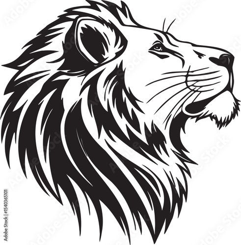 Wallpaper Mural Majestic lion head profile black and white design Torontodigital.ca