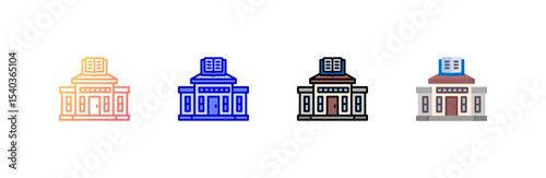 Library icon set multiple style collection