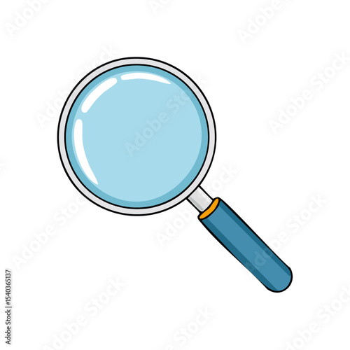 Cartoon Illustration of a Magnifying Glass Against a Black Background