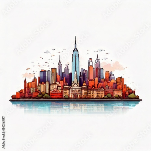 City icon logo with simple illustration at side view on flat art design
