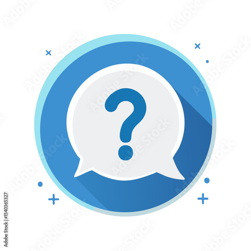 Question Mark in Blue Speech Bubble Icon Seeking Answers and Clarification for Information Inquiries
