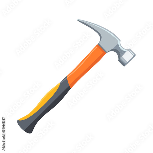 Claw Hammer Tool with Orange Handle Illustration for Construction and Carpentry Isolated on Black Background Hand Tool Equipment