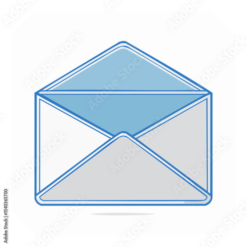 Open Envelope Illustration with Blue and Gray Scheme for Digital Communication