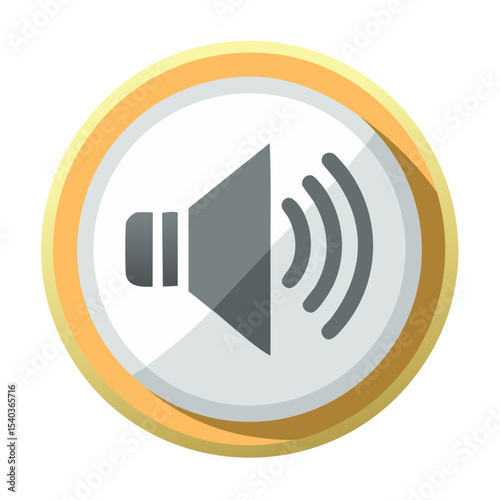 Sound Icon Illustration in Round Button with Waves Representing Audio and Volume Control