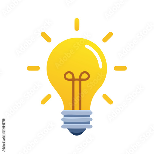 Glowing light bulb on black background representing innovation and creativity in a simple flat design style