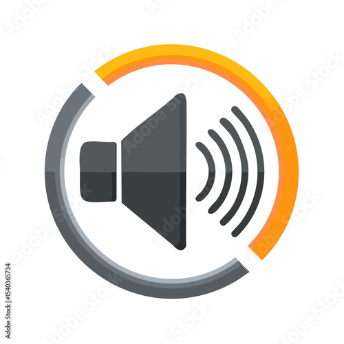 Speaker Icon with High Volume Signal Level Indication Sound control and adjustable setting