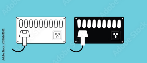 Electric Switch Board vector icon. Switch Board vector Outline icon design on blue background. Home Switch Board vector icon. Wall Mounted electrical plug and socket vector icon.
