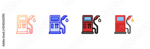 Gas Station icon set multiple style collection