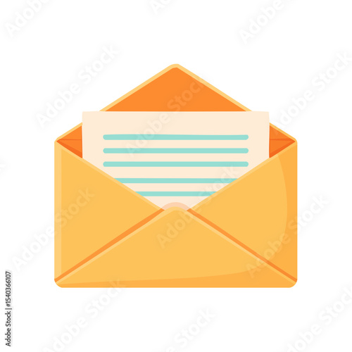 Open Envelope with Lined Stationery Inside Invitation Mail Correspondence Communication