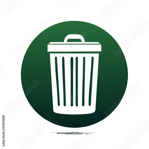 Vector Graphic of a White Trash Can on a Green Background Environment Concept Icon